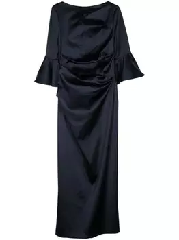 Talbot Runhof атласное платье со сборками, синий