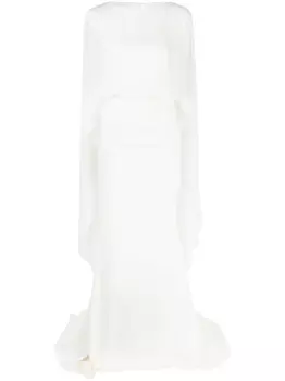 Talbot Runhof длинное платье с кейпом, белый