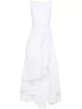 Talbot Runhof драпированное платье макси асимметричного кроя, белый