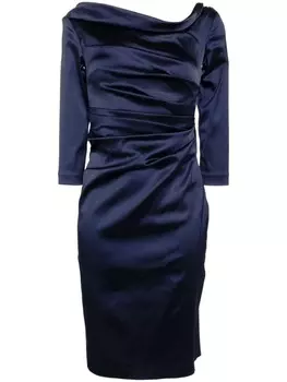Talbot Runhof коктейльное асимметричное платье, синий