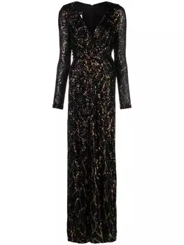 Talbot Runhof комбинезон широкого кроя с пайетками, черный
