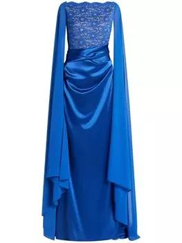 Talbot Runhof макси-платье с накидкой, синий