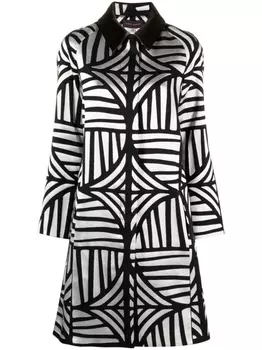 Talbot Runhof однобортное пальто с геометричным принтом, серебристый