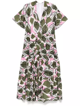 Talbot Runhof платье миди с цветочным принтом, белый