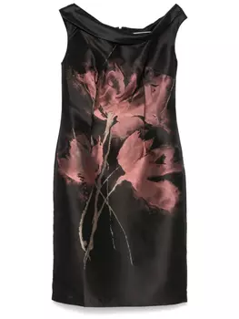 Talbot Runhof платье миди с цветочным принтом, черный