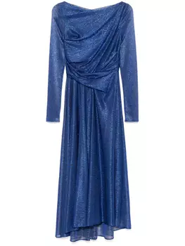 Talbot Runhof платье миди со сборками, синий