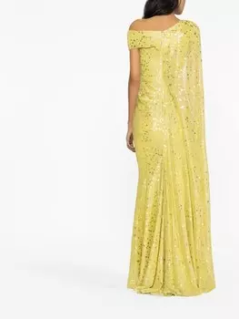 Talbot Runhof платье на одно плечо, желтый