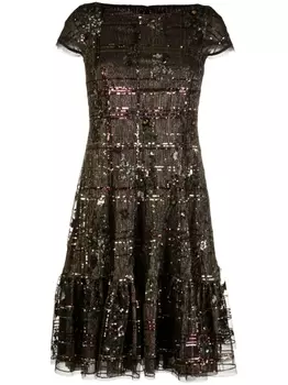 Talbot Runhof платье с пайетками, зеленый