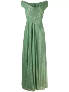 Talbot Runhof платье с V-образным вырезом и драпировкой, зеленый