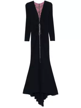 Talbot Runhof платье с V-образным вырезом, синий