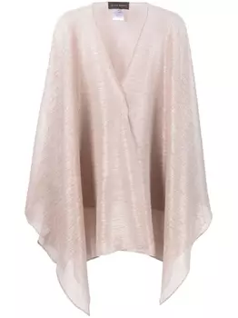 Talbot Runhof полупрозрачный кейп с эффектом металлик, розовый