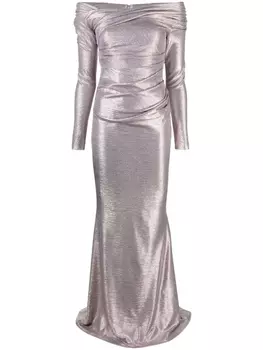 Talbot Runhof вечернее платье с открытыми плечами, фиолетовый