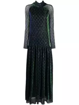 Talbot Runhof вечернее платье с высоким воротником, зеленый