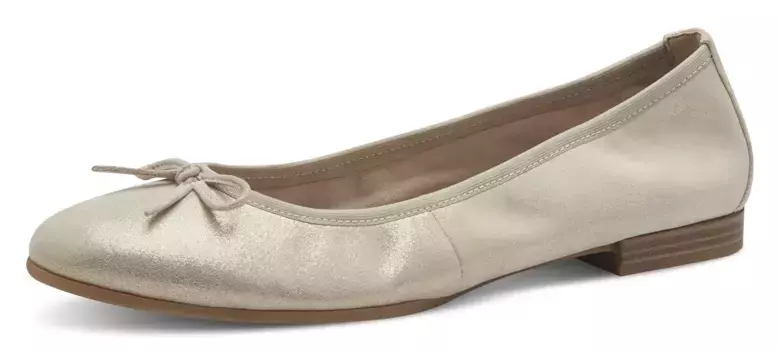 Tamaris ballerina, праздничная обувь, свадебная обувь, балетки с бантом под металлик, цвет Goldfarben