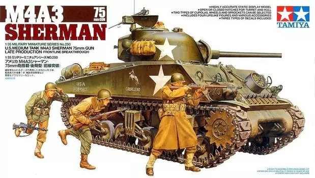 Tamiya 35250 1:35 Us Medium Tank M4A3 Sherman 75-мм пушка Позднее производство