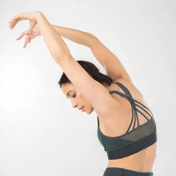 Танцевальное бюстье современного танца из биматериала женское цвета хаки STAREVER, лиственнично-зеленый