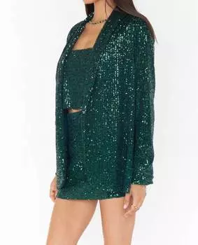 Танцевальный блейзер с изумрудными пайетками Show Me Your Mumu, цвет emerald sequin