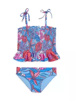 Танкини Chilmark со сборками для маленьких девочек и девочек Vineyard Vines, цвет floral ocean breeze