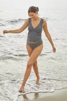 Танкини для беременных в горошек и рюшами Jojo Maman Bb, черный