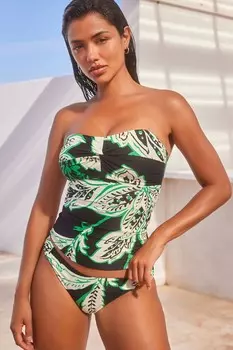 Танкини с вырезом-бандо моделирующим живот и широкими бретелями Next, черный