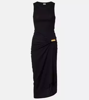 Танкованное платье миди из хлопковой смеси Loewe, черный