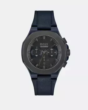 Taper 1514086 Синие кожаные мужские часы с хронографом Boss, синий