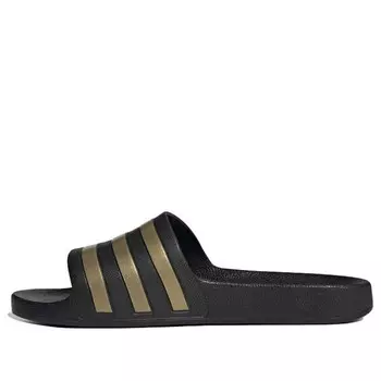 Тапочки adilette aqua slides 'black gold metallic' Adidas, черный