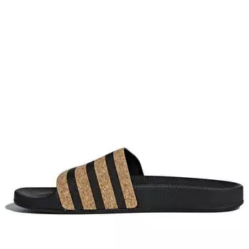 Тапочки adilette 'black cork' Adidas, черный