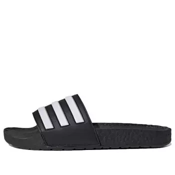Тапочки adilette boost slides 'black white stripes' Adidas, черный
