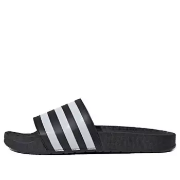 Тапочки adilette boost slides 'core black white' Adidas, черный