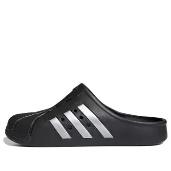 Тапочки adilette clog 'black silver' Adidas, черный