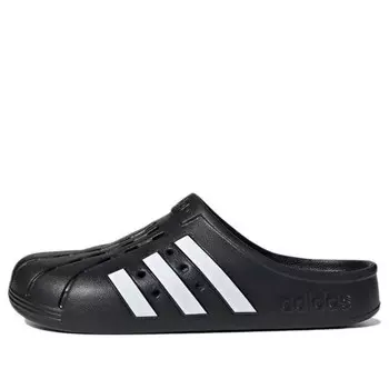 Тапочки adilette clog 'black white' Adidas, черный