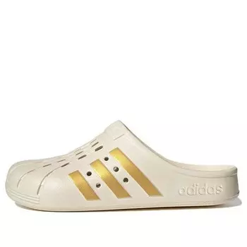 Тапочки adilette clog 'wonder white gold metallic' Adidas, бежевый