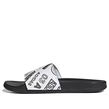 Тапочки adilette comfort slide 'all over logos - white' Adidas, черный