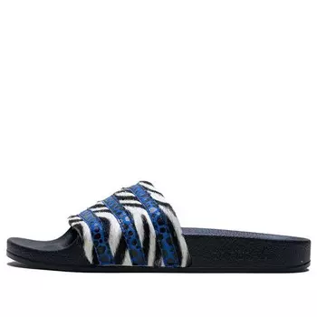 Тапочки adilette 'core black blue white' Adidas, черный