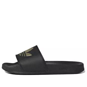 Тапочки adilette lite slide 'black matte gold' Adidas, черный