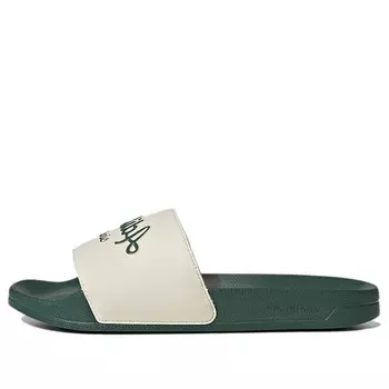 Тапочки adilette slide 'white collegiate green' Adidas, белый