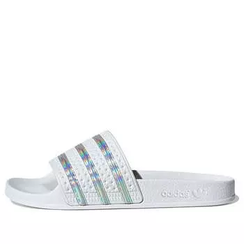 Тапочки adilette slide 'white iridescent' Adidas, белый