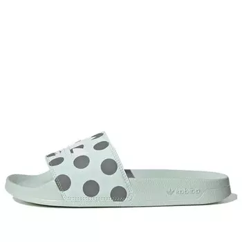 Тапочки adilette slides 'dash green polka' Adidas, зеленый