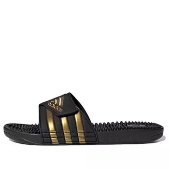 Тапочки adissage slides 'black gold metallic' Adidas, черный