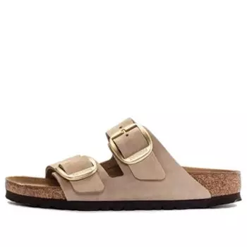 Тапочки arizona big buckle nubuck leather narrow fit sandals 'sandcastle' Birkenstock, бежевый