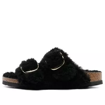 Тапочки arizona big buckle shearling narrow fit 'black gold' Birkenstock, черный