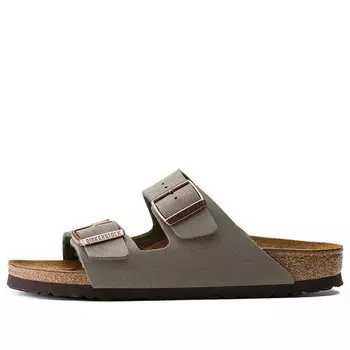 Тапочки arizona birkibuc narrow fit sandals 'stone' Birkenstock, серый