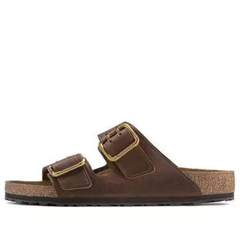 Тапочки arizona bold leather sandals 'roast' Birkenstock, коричневый