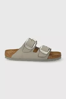 Тапочки Arizona из нубука с большой пряжкой Birkenstock, серый