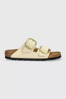 Тапочки Arizona из нубука с большой пряжкой Birkenstock, бежевый
