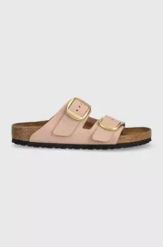 Тапочки Arizona из нубука с большой пряжкой Birkenstock, розовый