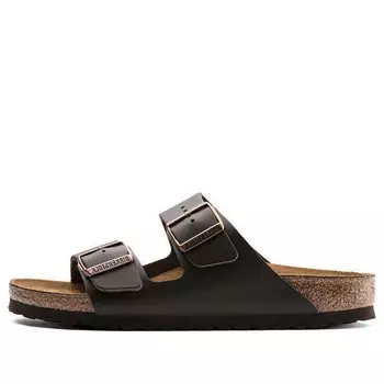 Тапочки arizona natural leather narrow fit sandals 'dark brown' Birkenstock, коричневый