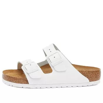 Тапочки arizona natural leather sandals 'white' Birkenstock, белый