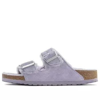 Тапочки arizona shearling suede leather narrow fit 'purple fog' Birkenstock, фиолетовый